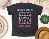 Welcome Back To School First Grade Graphic Tee graphic tee in Graphite