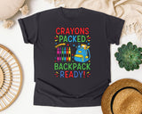 Crayons Packed Backpack Ready Graphic Tee graphic tee in Graphite
