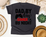 Dad By Day Gamer By Night White graphic tee in Graphite