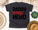 Daddy Is My Hero White graphic tee in Graphite