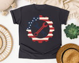 Patriotic Gear And Wrenches graphic tee in Graphite