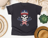 Skull Cap And Wrenches graphic tee in Graphite