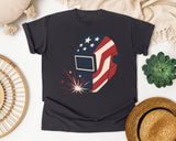 Patriotic Welding Helmet graphic tee in Graphite