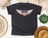 Patriotic Winged Shield graphic tee in Graphite