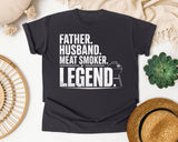 Father Husband Meat Smoker Legend White graphic tee in Graphite