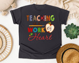 Teaching Is A Work Of Heart graphic tee in Graphite