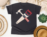 Patriotic Hammer And Saw graphic tee in Graphite