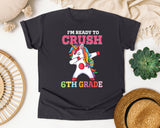 Im Ready To Crush 6th Grade Unicorn graphic tee in Graphite