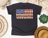 Floral American Flag Grey graphic tee in Graphite