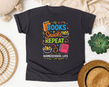 Books Snacks Repeat Homeschool Life graphic tee in Graphite