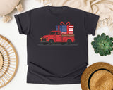 Red Truck With Flag Gift graphic tee in Graphite