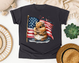 Hamster With American Flag graphic tee in Graphite