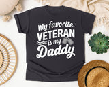 My Favorite Veteran Is My Daddy White 2 graphic tee in Graphite