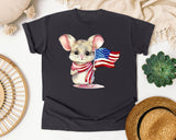 Mouse With American Flag graphic tee in Graphite