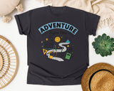 Adventure Begins Here Doodle graphic tee in Graphite