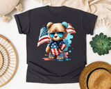 Bear With American Flag graphic tee in Graphite
