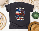 Bigfoot Fishing Freedom graphic tee in Graphite