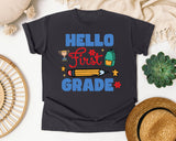 Hello First Grade Trophy graphic tee in Graphite