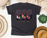 Patriotic Roosters Fireworks graphic tee in Graphite