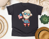 Sheep Holding American Flag graphic tee in Graphite