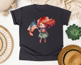 Girl With American Flag graphic tee in Graphite
