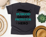 Husband Daddy Protector Hero White graphic tee in Graphite