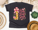 Hello First Grade Pencil graphic tee in Graphite