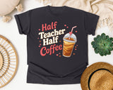 Half Teacher Half Coffee Retro graphic tee in Graphite