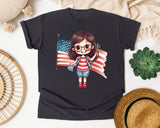 Girl Holding Large Flag graphic tee in Graphite