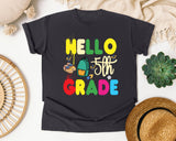 Hello 5th Grade Backpack graphic tee in Graphite