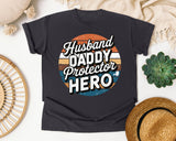 Husband Daddy Protector Hero Black graphic tee in Graphite