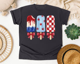 Patriotic Popsicles With Bows graphic tee in Graphite