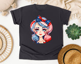 Patriotic Girl With Bow graphic tee in Graphite