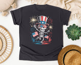 Patriotic Skeleton Fireworks Pink 4 graphic tee in Graphite
