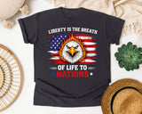 Liberty Is The Breath Of Life To Nations Red graphic tee in Graphite