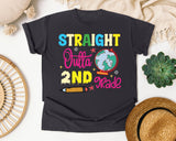 Straight Outta 2nd Grade Globe graphic tee in Graphite
