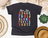 You Are ABC Affirmations graphic tee in Graphite