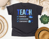 Teach Kindness Compassion Confidence graphic tee in Graphite