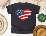 American Flag Heart Red 2 graphic tee in Graphite