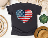American Flag Heart Grey graphic tee in Graphite