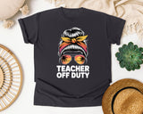 Teacher Off Duty Messy Bun graphic tee in Graphite