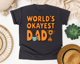 World's Okayest Dad Orange graphic tee in Graphite