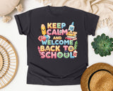 Keep Calm And Welcome Back To School graphic tee in Graphite