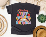 Teaching Tiny Humans To Do Big Things graphic tee in Graphite