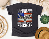 Land Of The Free Because Of My Hero graphic tee in Graphite