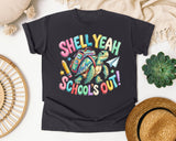 Shell Yeah Schools Out Turtle graphic tee in Graphite