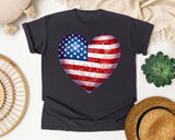 American Flag Heart Red 3 graphic tee in Graphite