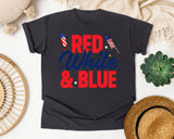 Red White And Blue graphic tee in Graphite