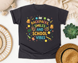 Backpacks Smiles And School Vibes graphic tee in Graphite