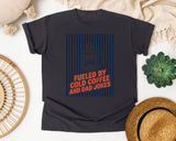 Fueled By Cold Coffee And Dad Jokes graphic tee in Graphite